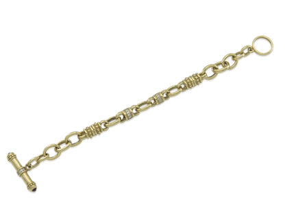 Vintage 1990s Judith Ripka Toggle Bracelet with Diamonds and Rubies