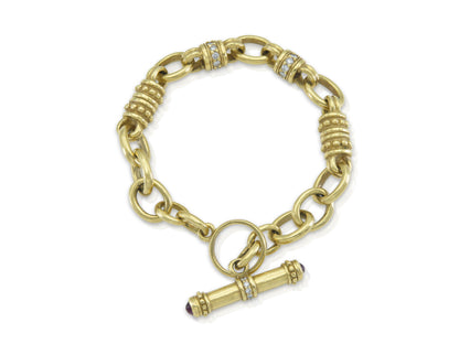 Vintage 1990s Judith Ripka Toggle Bracelet with Diamonds and Rubies