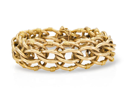 Vintage 1940s Retro Yellow Gold Link Bracelet