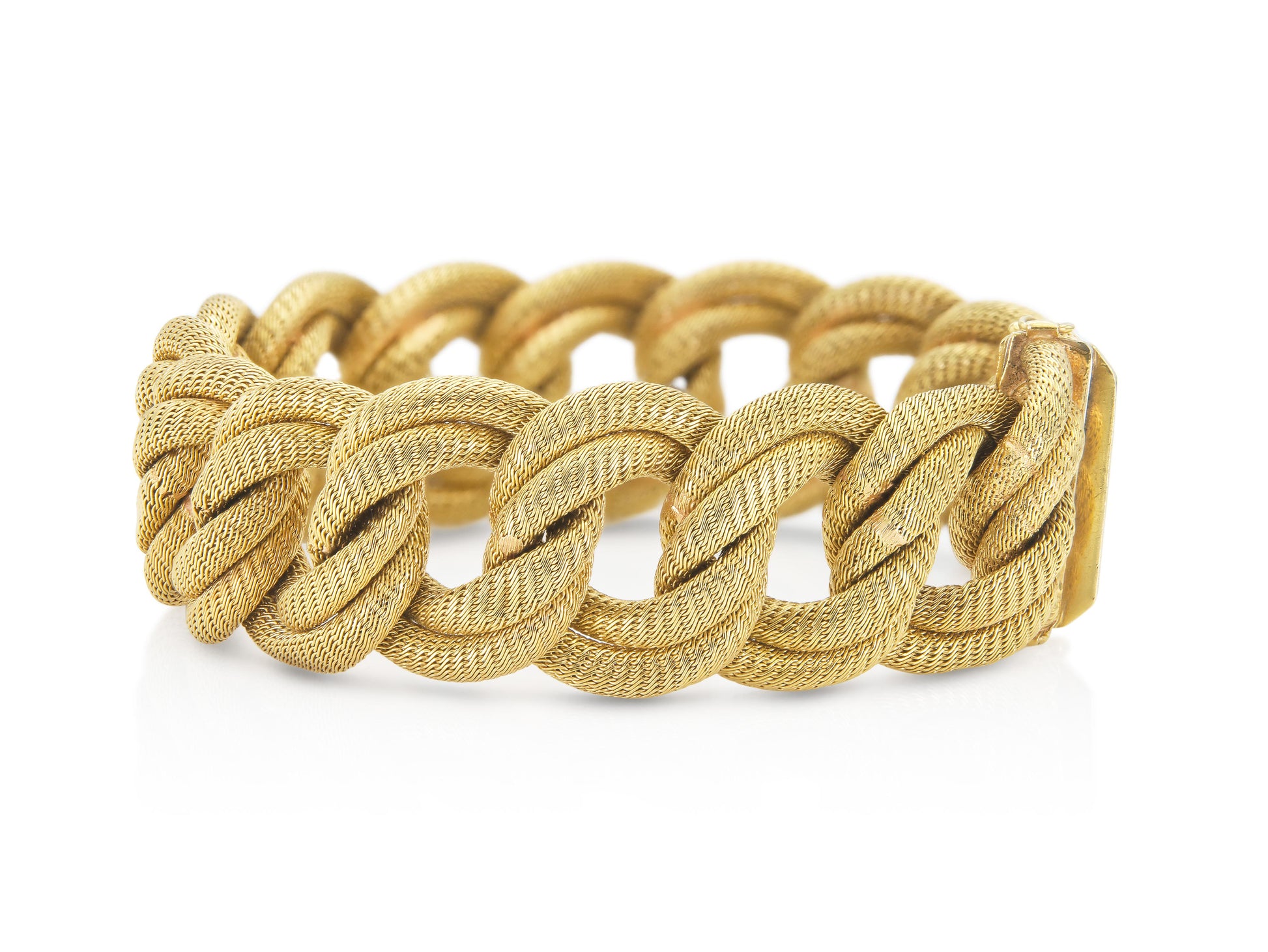 Vintage 1960s Woven Gold Curb Link Bracelet