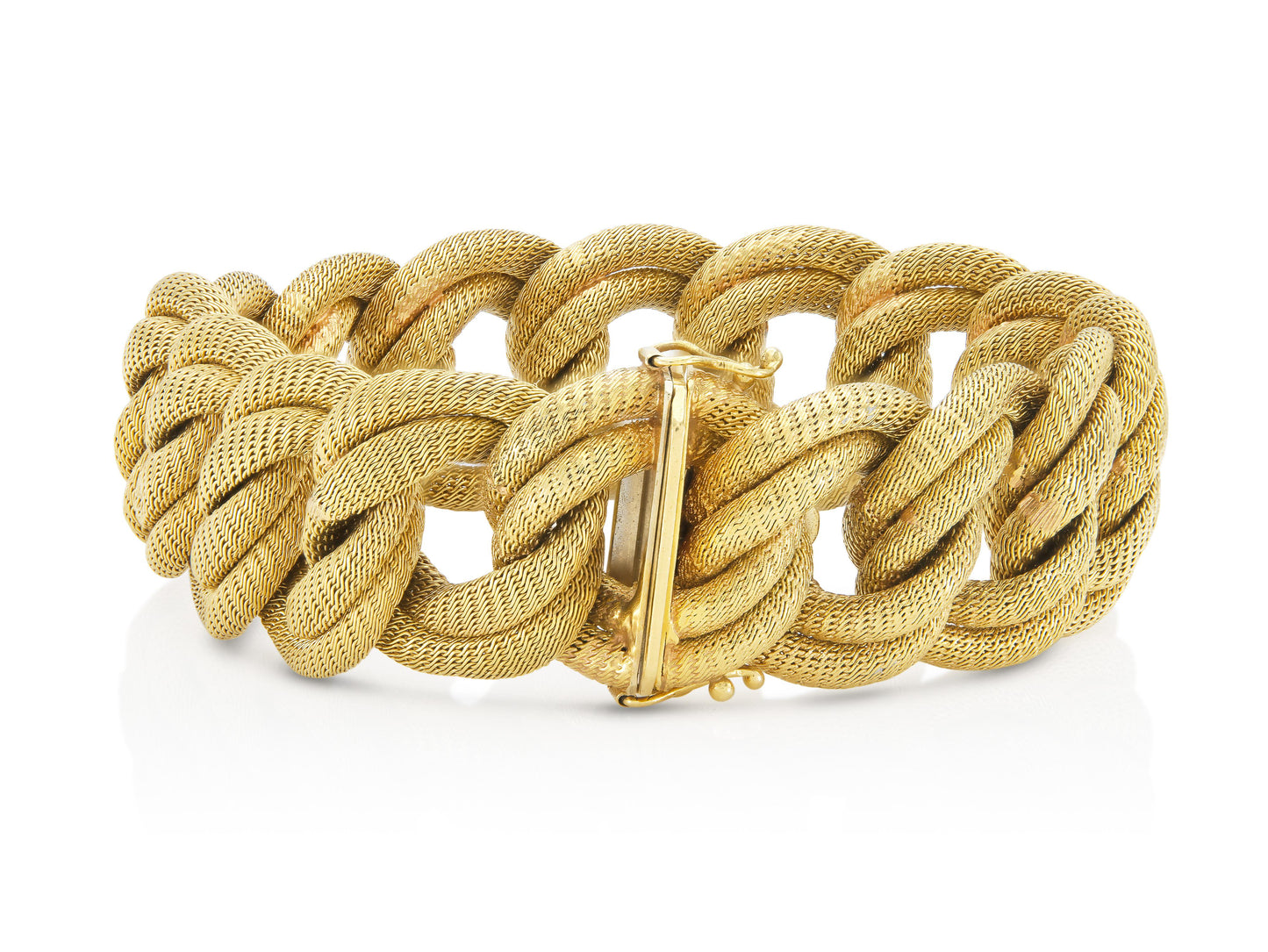 Vintage 1960s Woven Gold Curb Link Bracelet