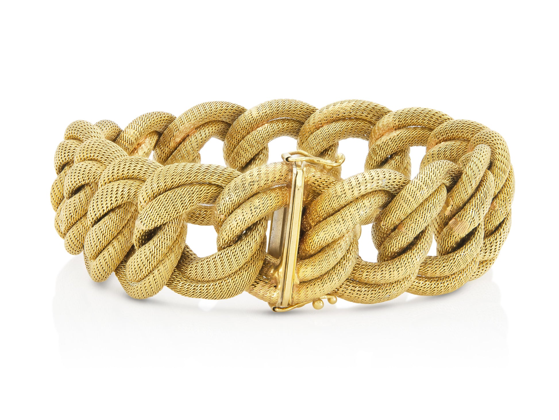 Vintage 1960s Woven Gold Curb Link Bracelet