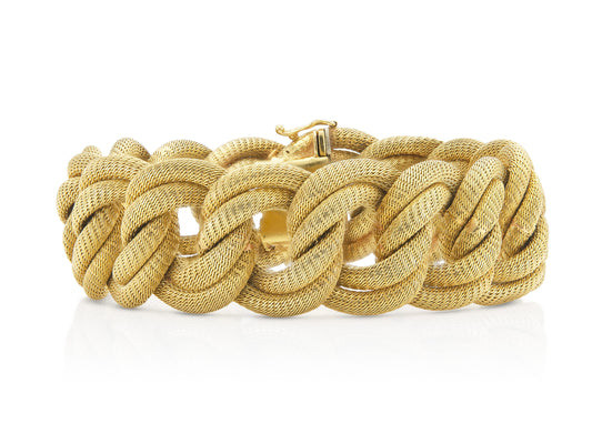 Vintage 1960s Woven Gold Curb Link Bracelet