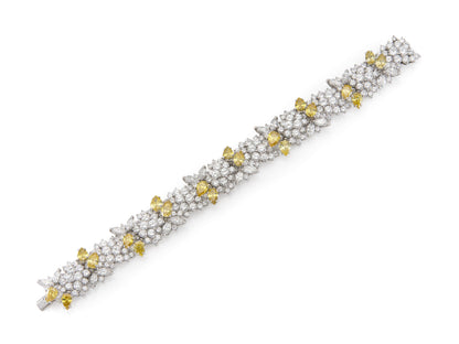 Vintage 1960s Yellow Diamonds and White Diamonds Bracelet
