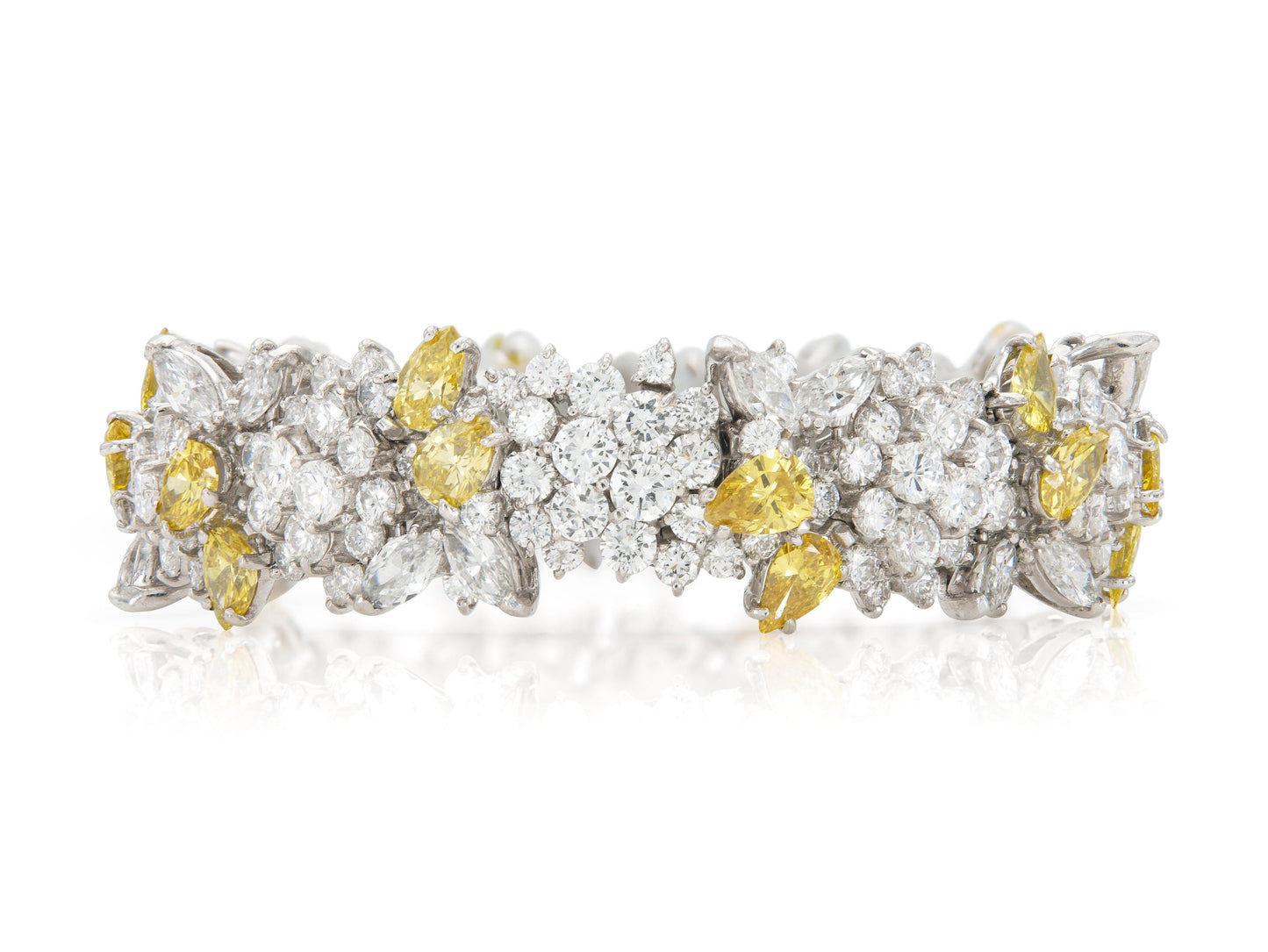 Vintage 1960s Yellow Diamonds and White Diamonds Bracelet