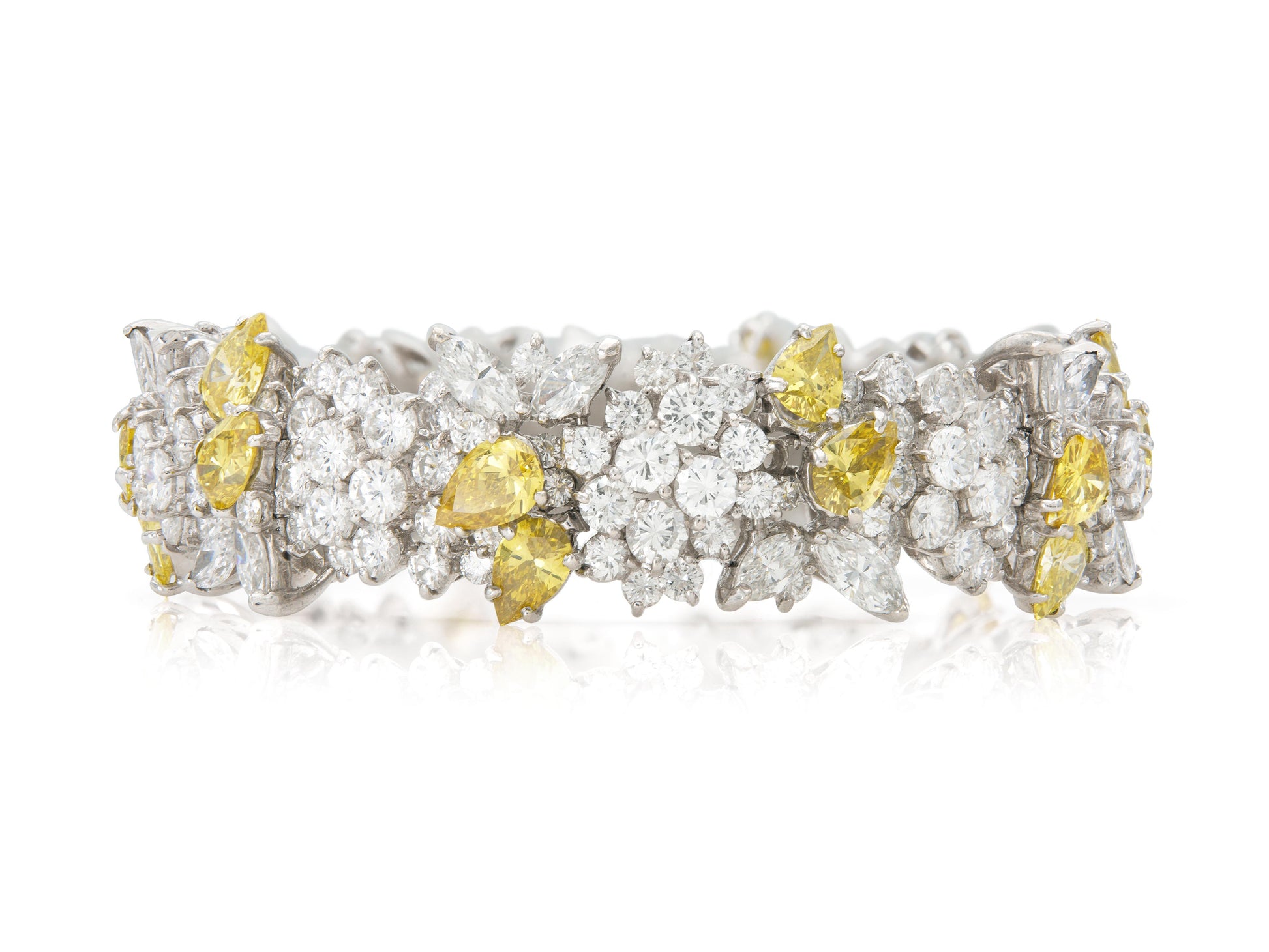 Vintage 1960s Yellow Diamonds and White Diamonds Bracelet
