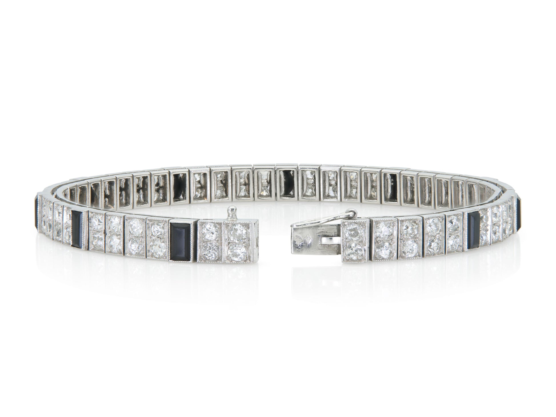 Antique Art Deco 1920s 10.00 Carat Diamond and Onyx Bracelet