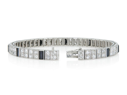 Antique Art Deco 1920s 10.00 Carat Diamond and Onyx Bracelet