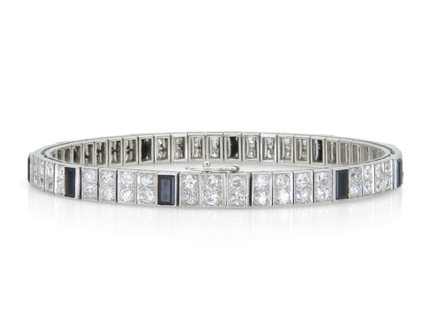 Antique Art Deco 1920s 10.00 Carat Diamond and Onyx Bracelet
