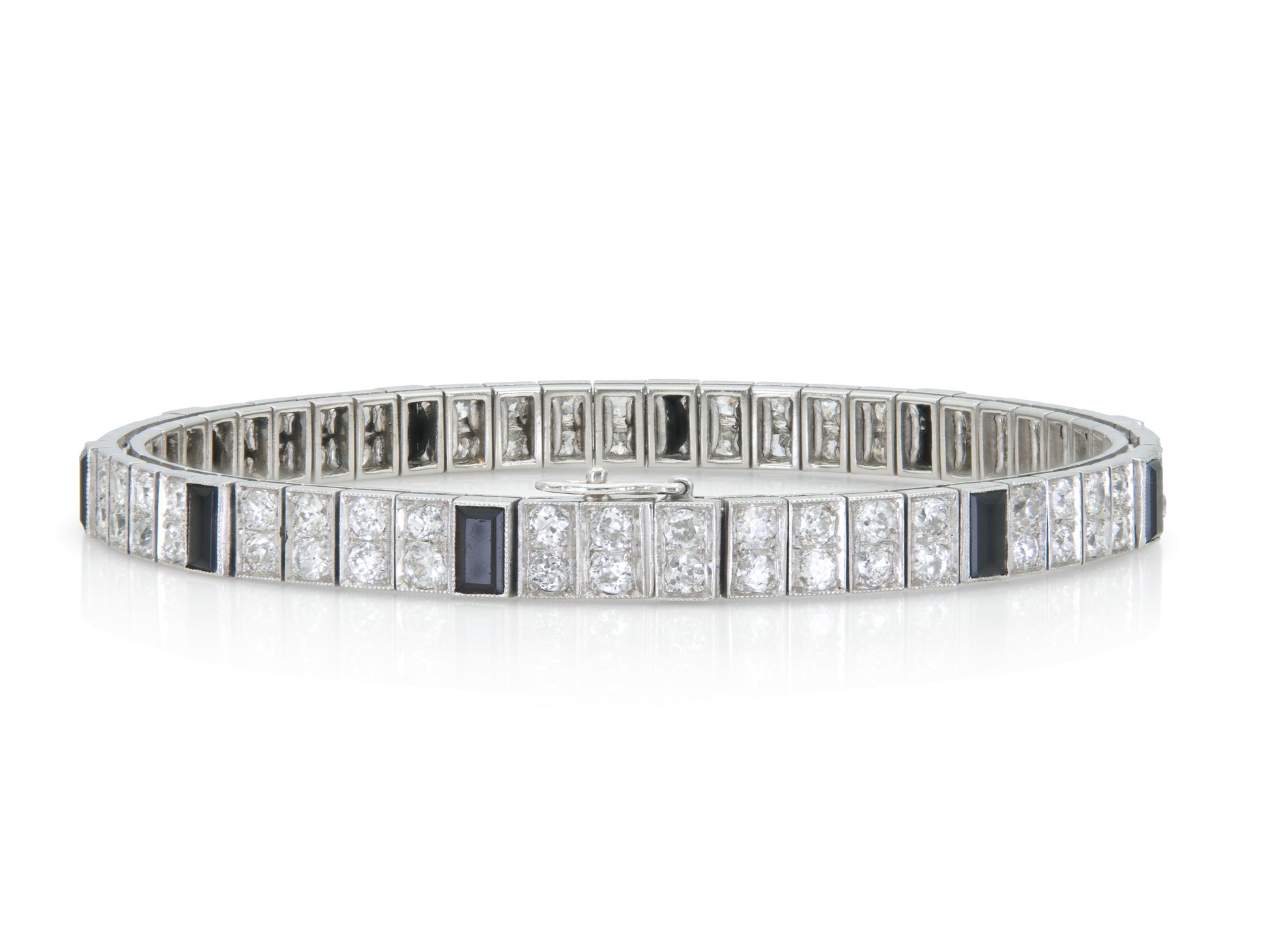 Antique Art Deco 1920s 10.00 Carat Diamond and Onyx Bracelet