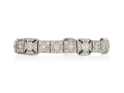 Antique Art Deco 1920s 4.50 Carat Diamond Line Bracelet