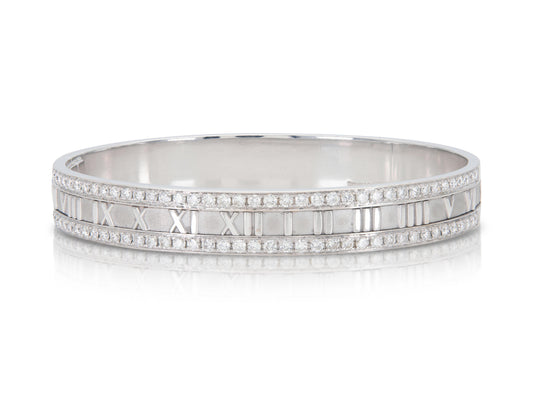 Vinatge 1990s Tiffany & Co. Atlas Roman Numeric Bracelet with Diamonds