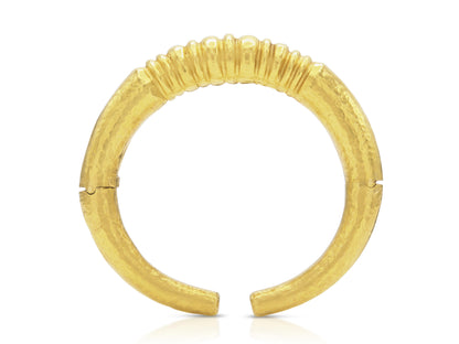 Vintage 1970s Lalaounis Hammered Gold Cuff Bracelet