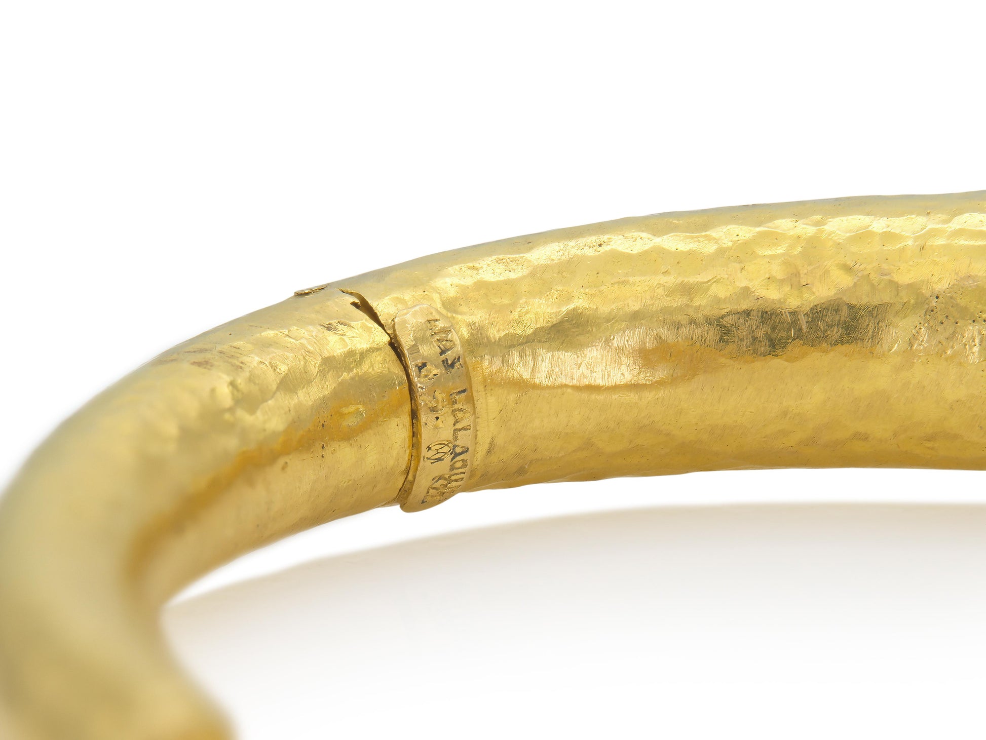 Vintage 1970s Lalaounis Hammered Gold Cuff Bracelet