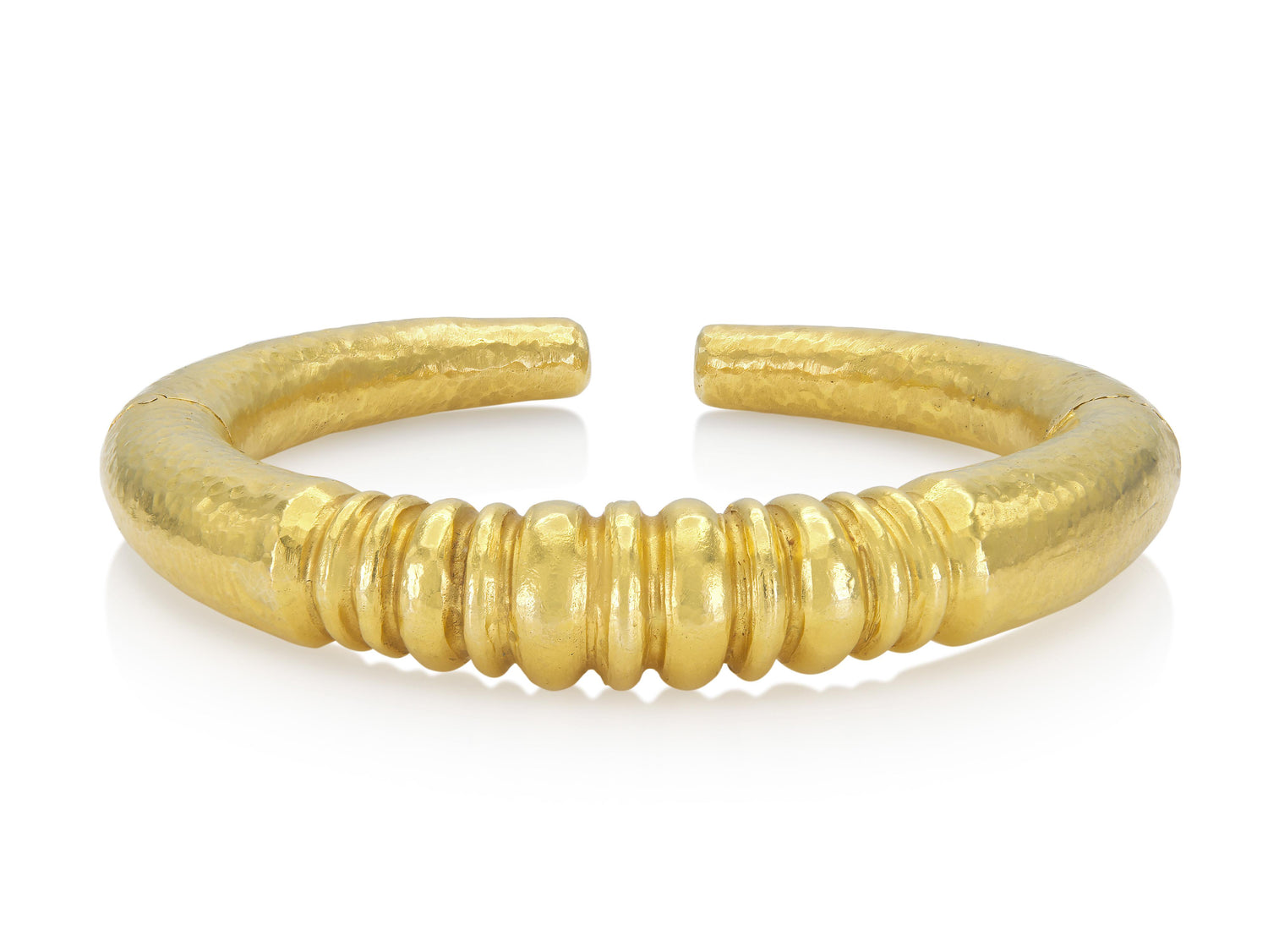 Vintage 1970s Lalaounis Hammered Gold Cuff Bracelet