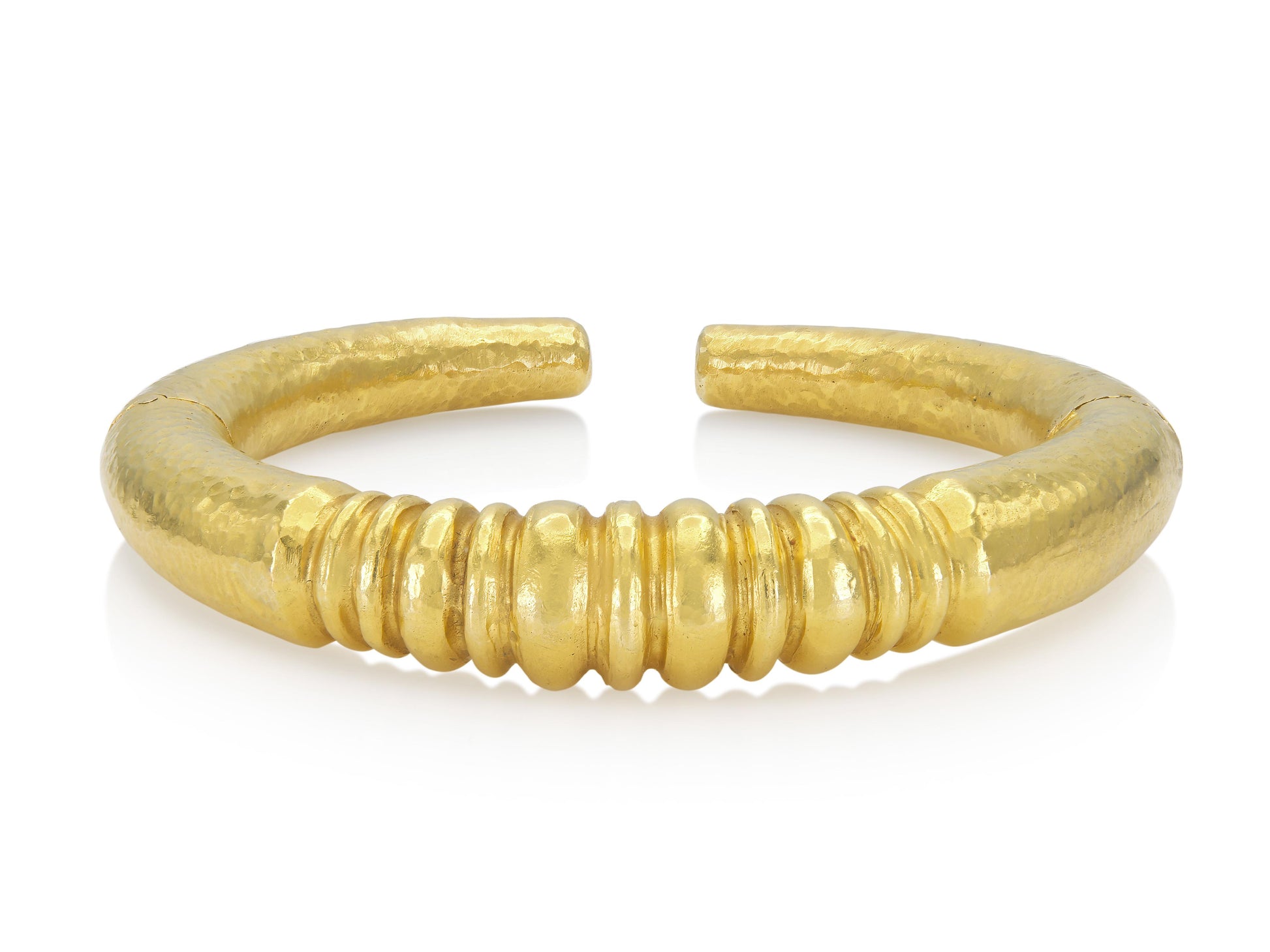 Vintage 1970s Lalaounis Hammered Gold Cuff Bracelet