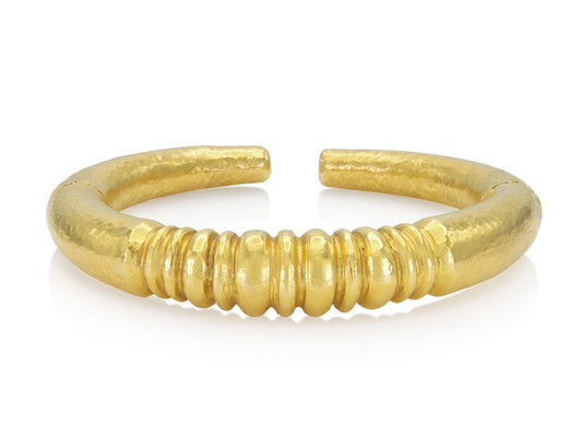 Vintage 1970s Lalaounis Hammered Gold Cuff Bracelet