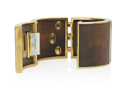 David Webb Wood & Gold Shoelace Cuff Bracelet