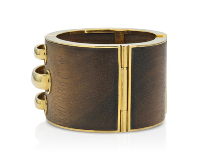 David Webb Wood & Gold Shoelace Cuff Bracelet