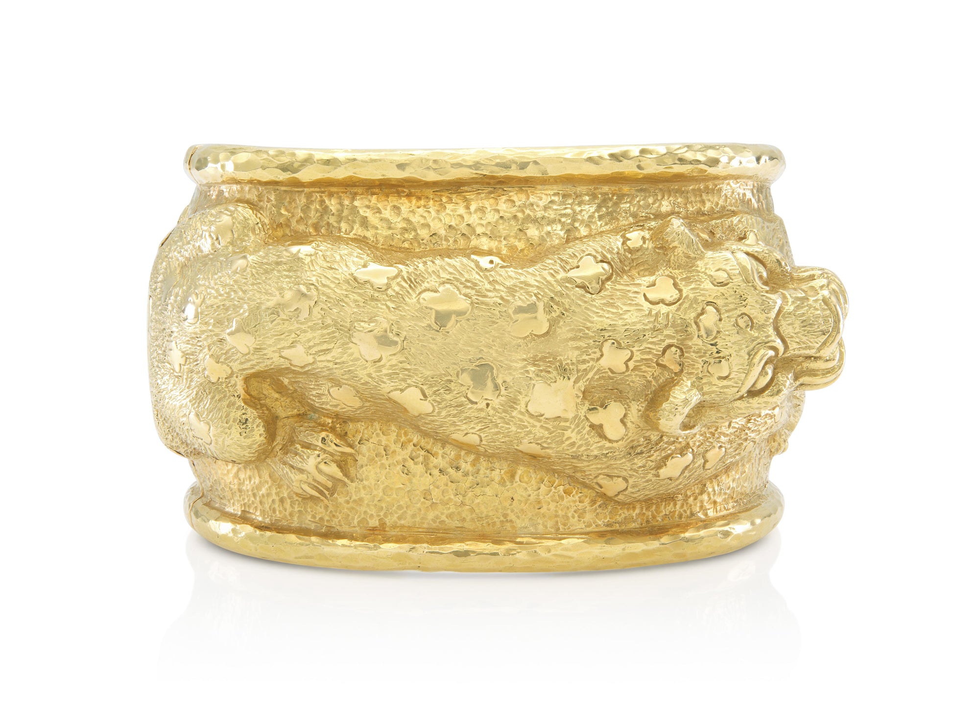 David Webb Repousse Leopard Cuff Bracelet