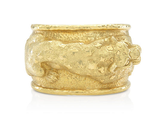 David Webb Repousse Leopard Cuff Bracelet