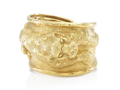 David Webb Repousse Leopard Cuff Bracelet