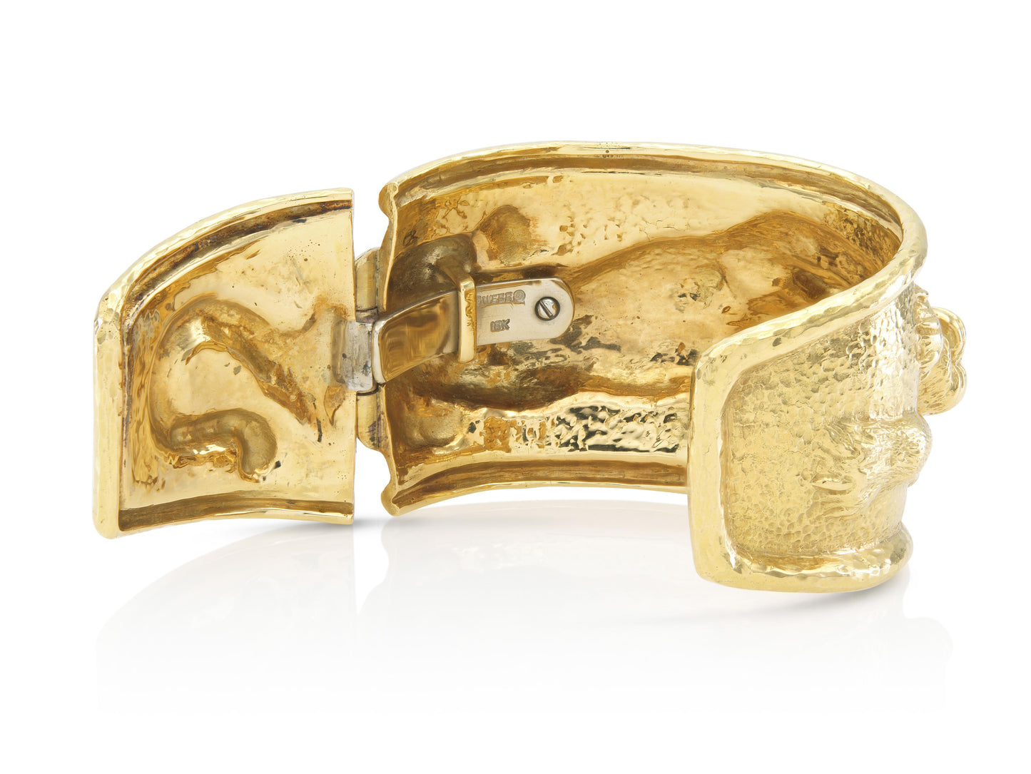 David Webb Repousse Leopard Cuff Bracelet