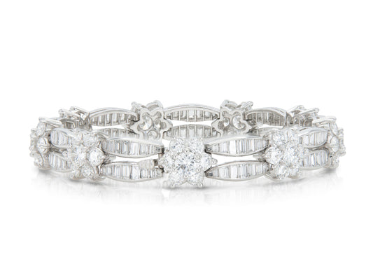 17.00 Carat Diamond Flower Station Bracelet