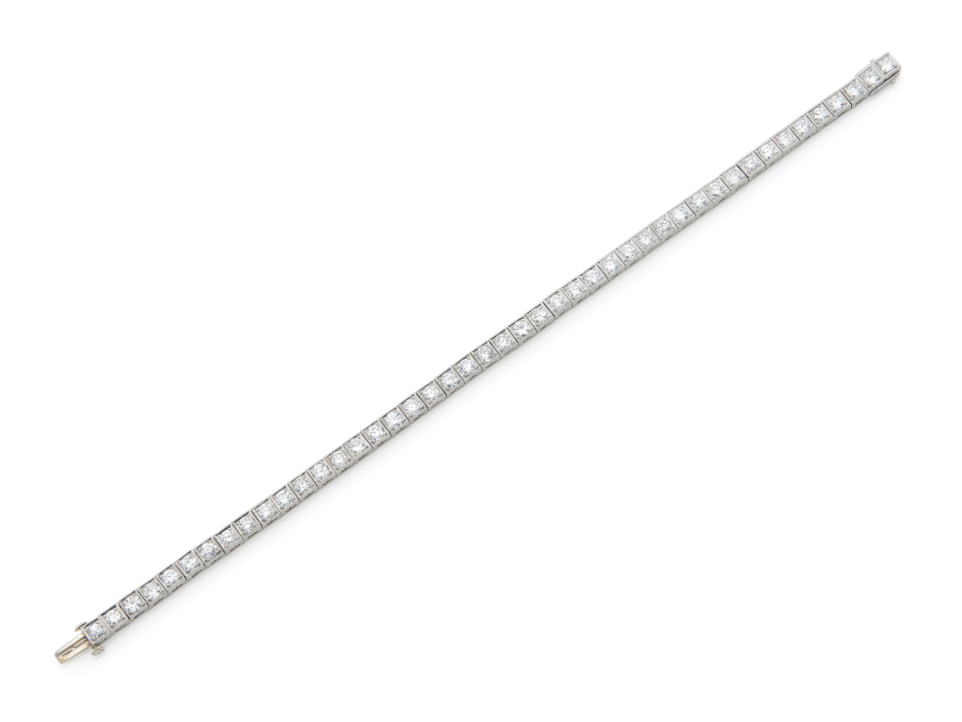 Antique Art Deco 1930s 8.00 Carat Diamond Line Bracelet