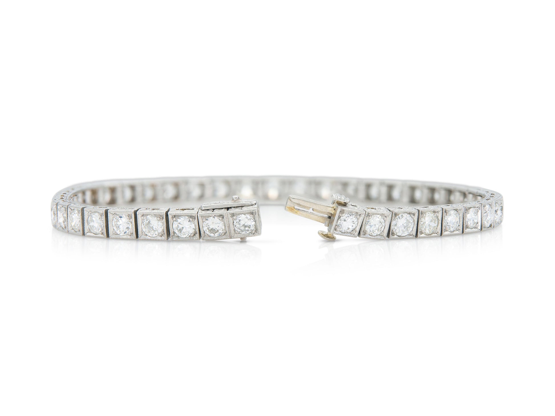 Antique Art Deco 1930s 8.00 Carat Diamond Line Bracelet