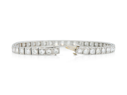 Antique Art Deco 1930s 8.00 Carat Diamond Line Bracelet