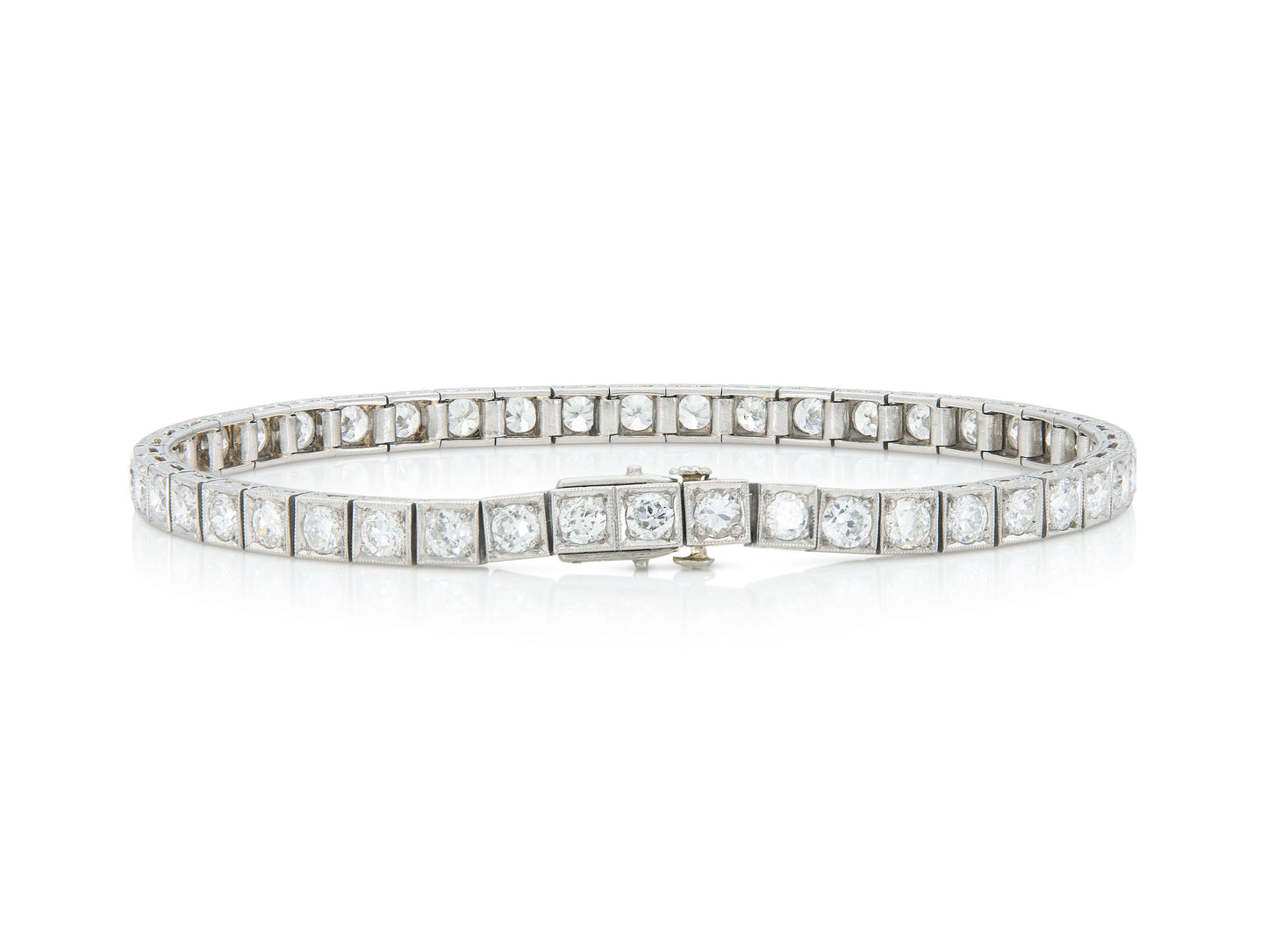 Antique Art Deco 1930s 8.00 Carat Diamond Line Bracelet
