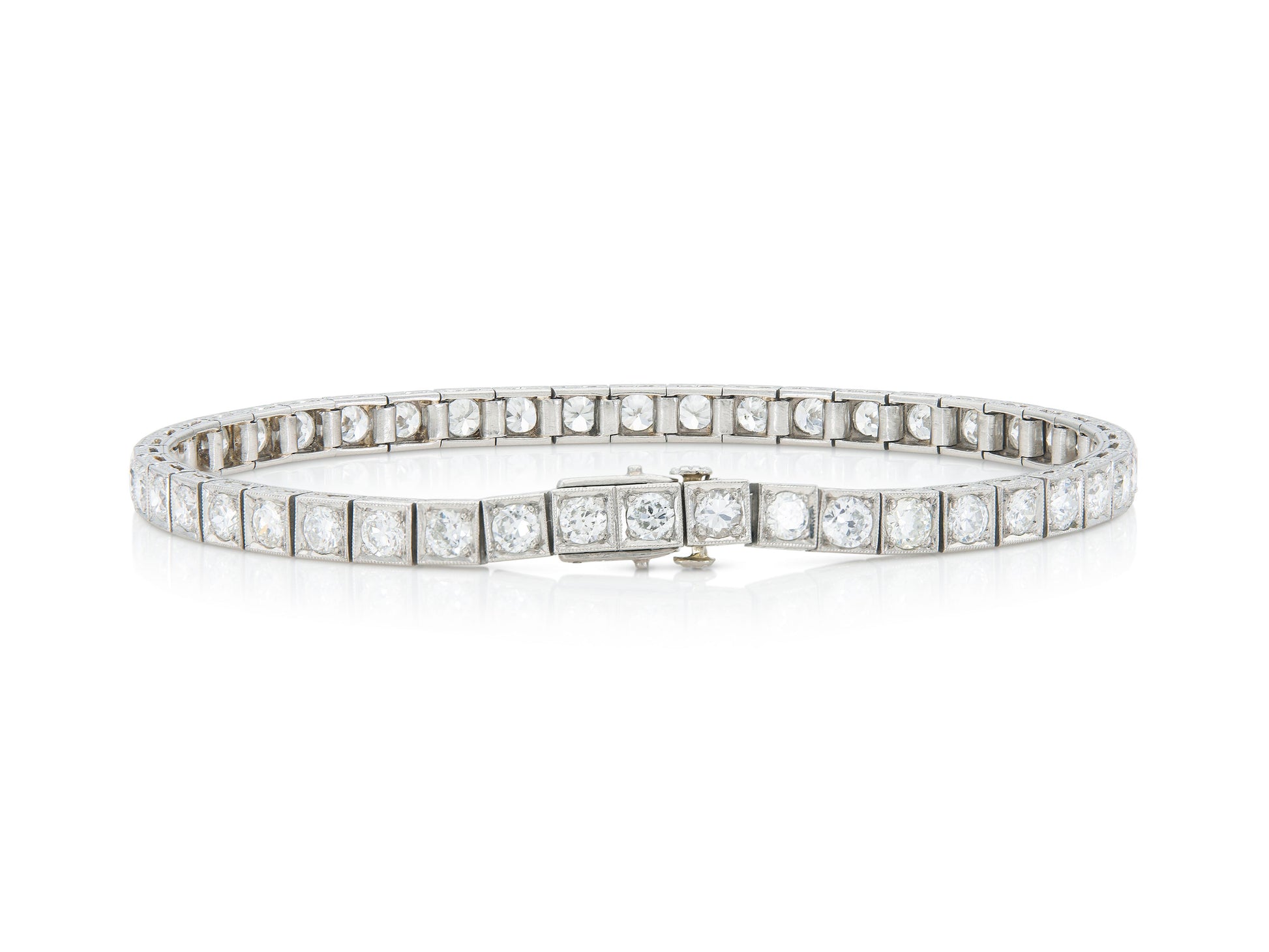 Antique Art Deco 1930s 8.00 Carat Diamond Line Bracelet