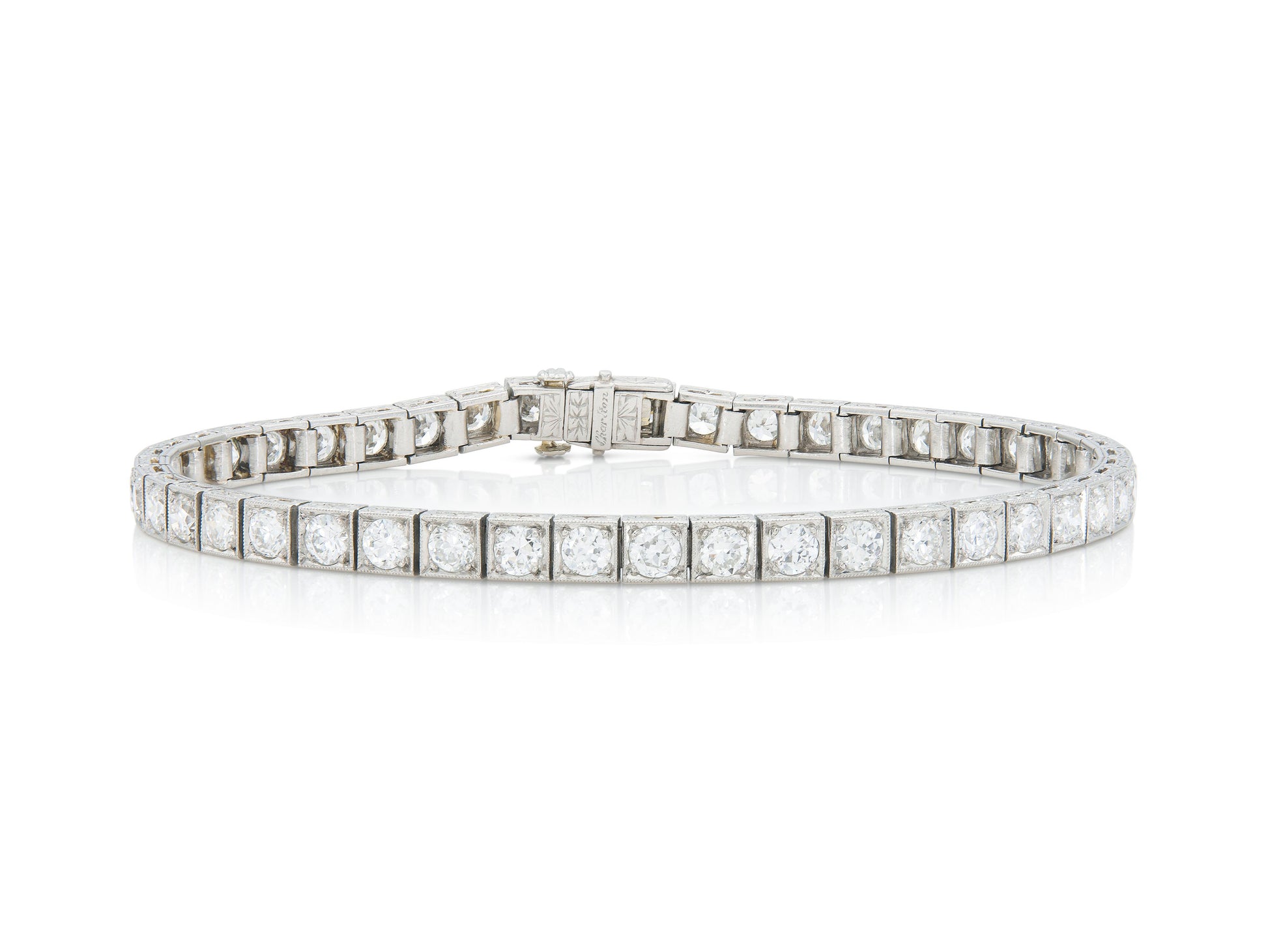 Antique Art Deco 1930s 8.00 Carat Diamond Line Bracelet