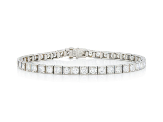 Antique Art Deco 1930s 8.00 Carat Diamond Line Bracelet