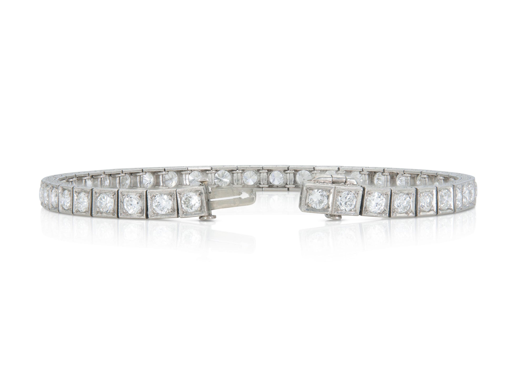 Antique Art Deco 1930s 6.30 Carat Diamond Line Bracelet