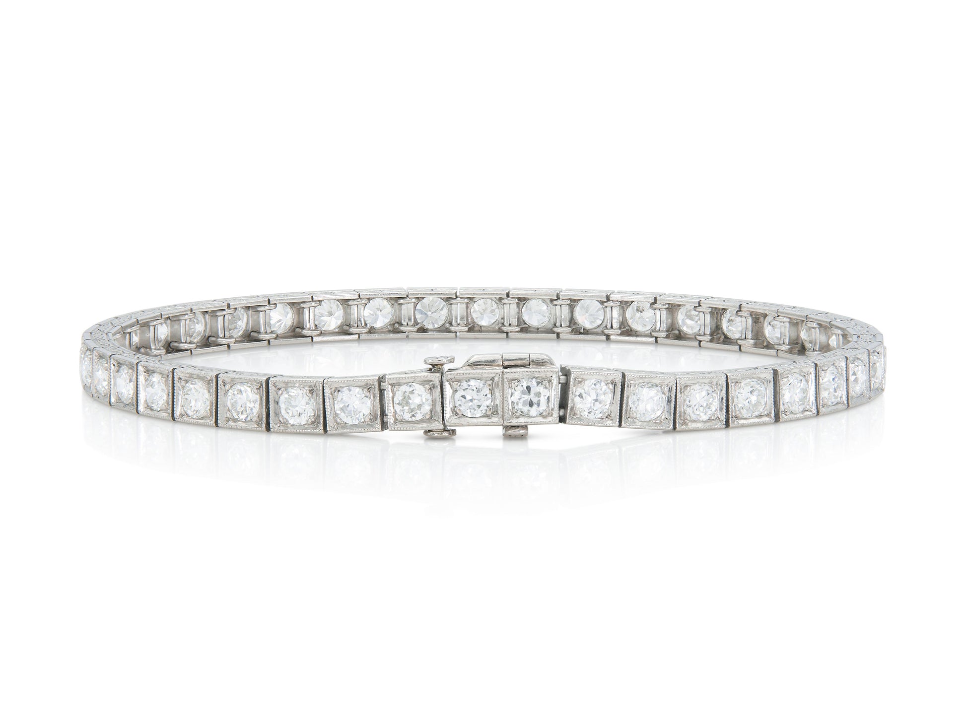 Antique Art Deco 1930s 6.30 Carat Diamond Line Bracelet
