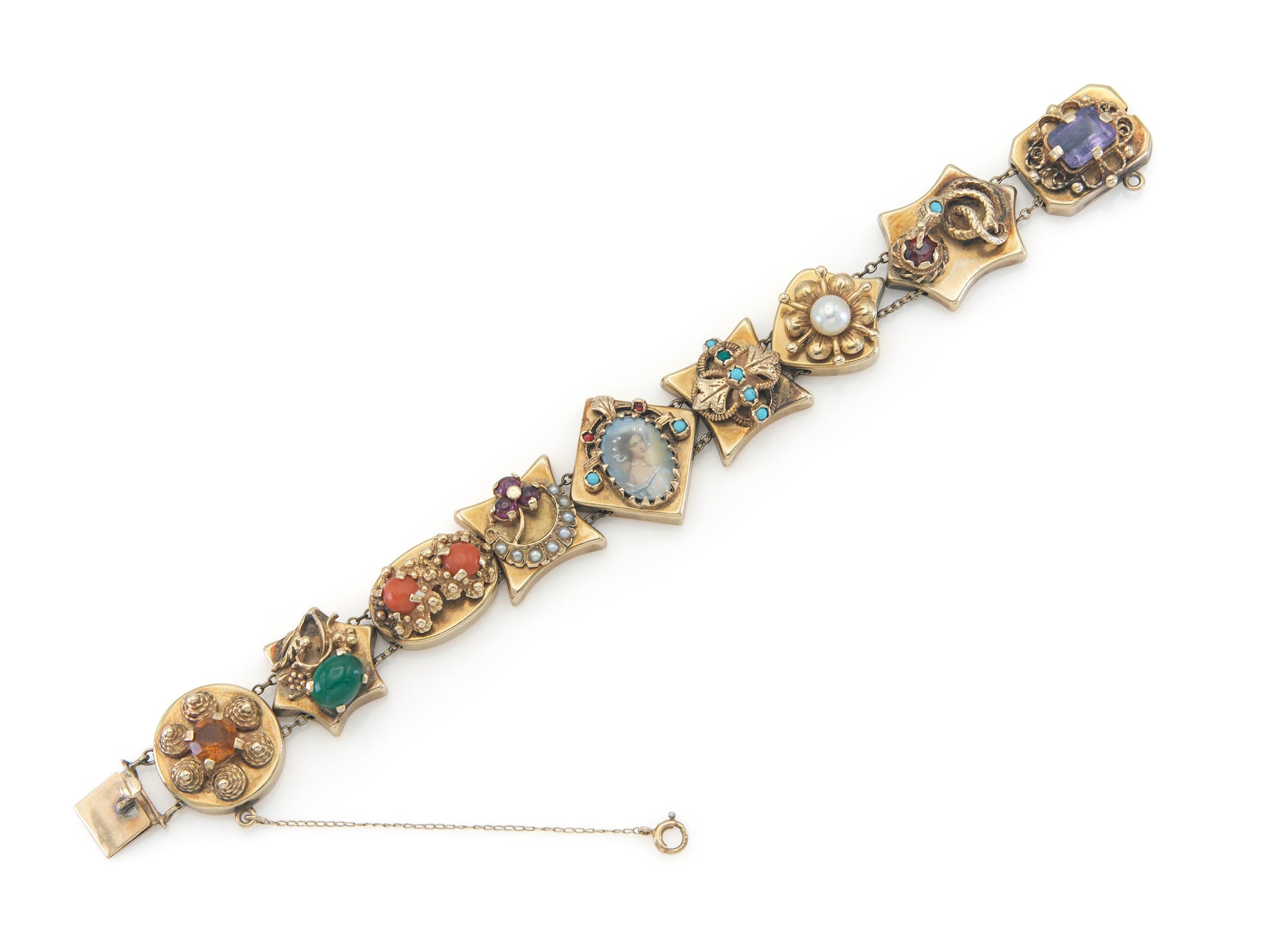 Antique Victorian Multi-Gem Slide Bracelet