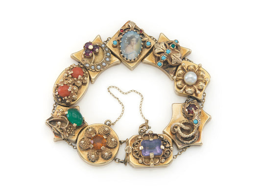 Antique Victorian Multi-Gem Slide Bracelet