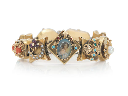 Antique Victorian Multi-Gem Slide Bracelet