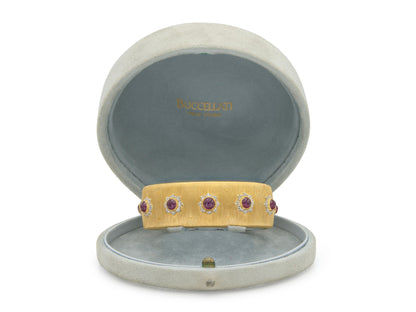 Vintage 1970s Buccellati Ruby Cuff Bracelet