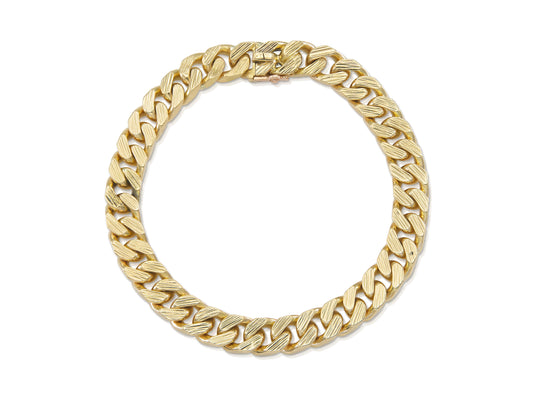 Vintage 1980s Cartier Georges L'Enfant Double Sided Gold Cuban Link Bracelet
