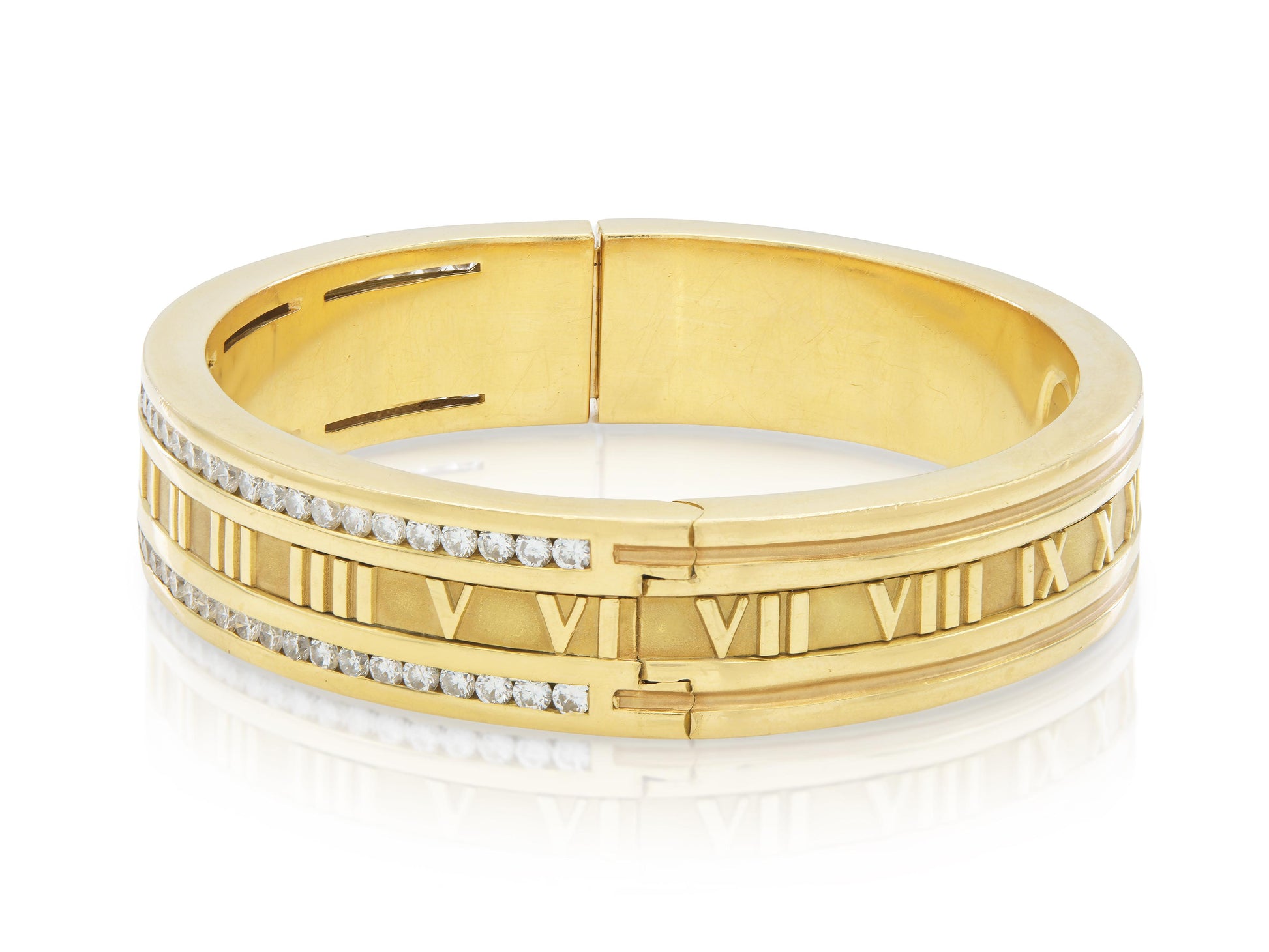 Vinatge 1990s Tiffany & Co. Atlas Roman Numeric Bracelet with Diamonds