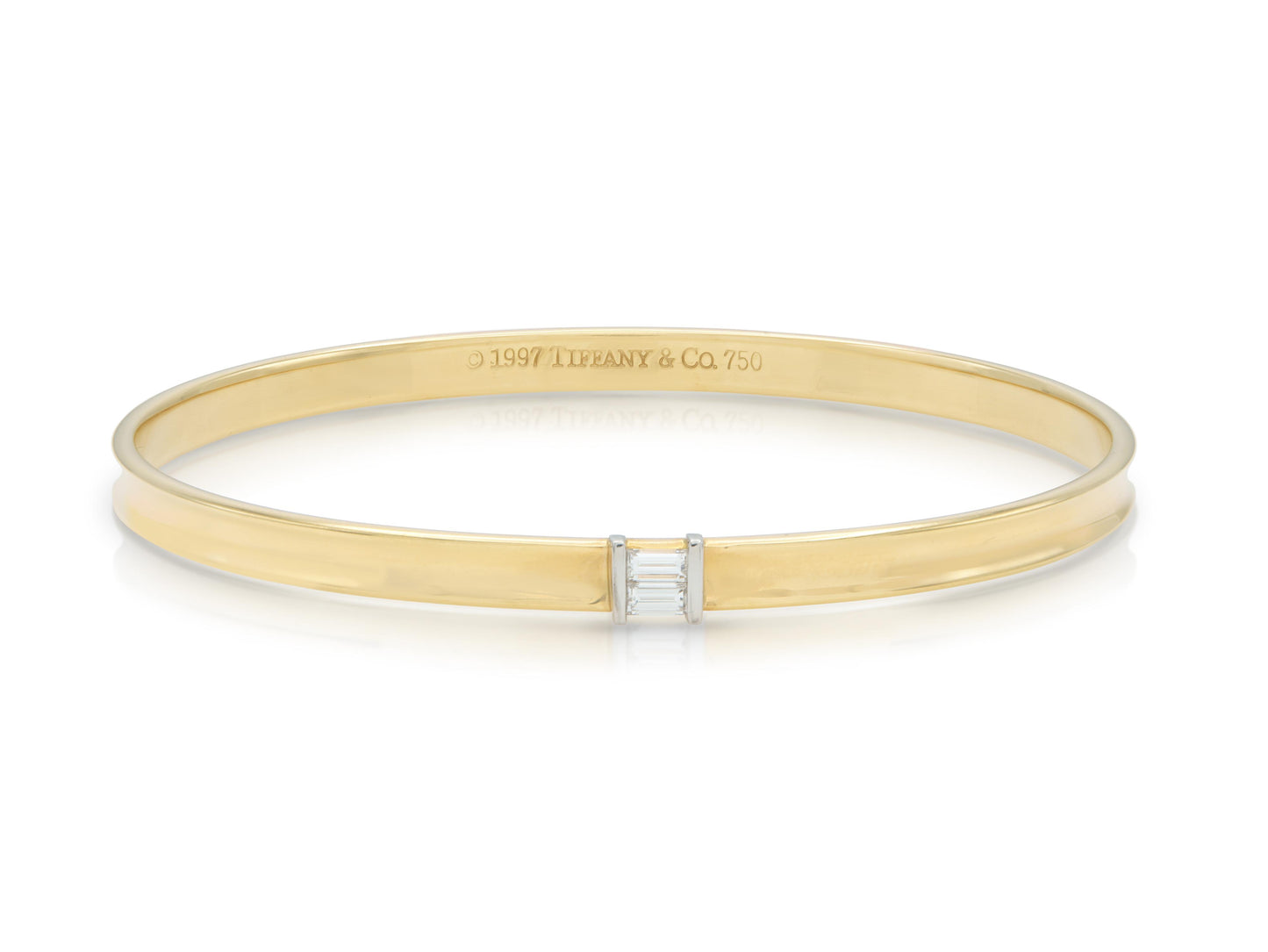 Vintage 1990s Tiffany & Co. Gold Bangle Bracelet with Diamonds
