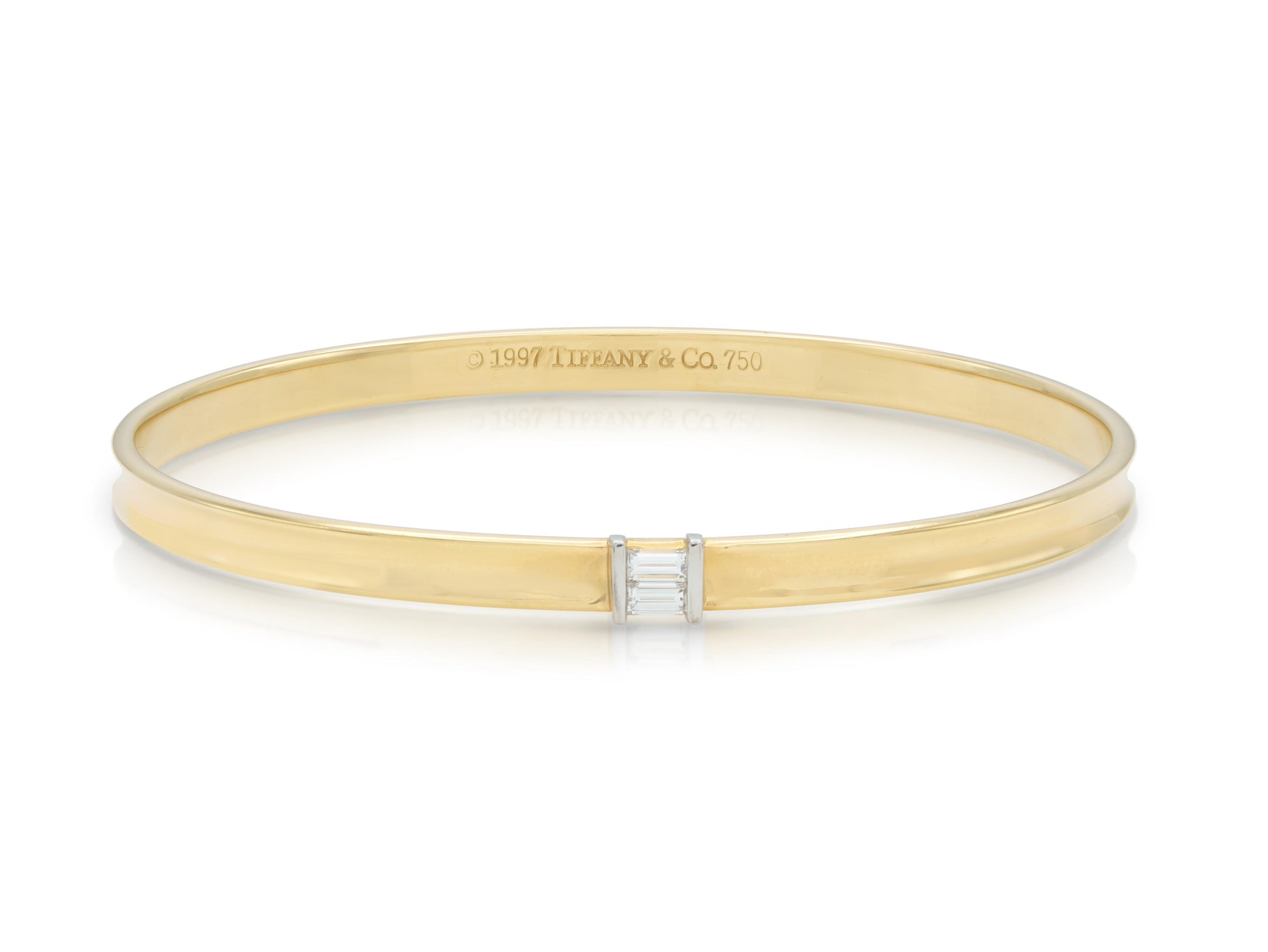Vintage 1990s Tiffany & Co. Gold Bangle Bracelet with Diamonds