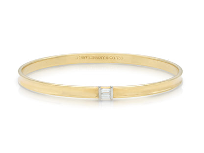 Vintage 1990s Tiffany & Co. Gold Bangle Bracelet with Diamonds