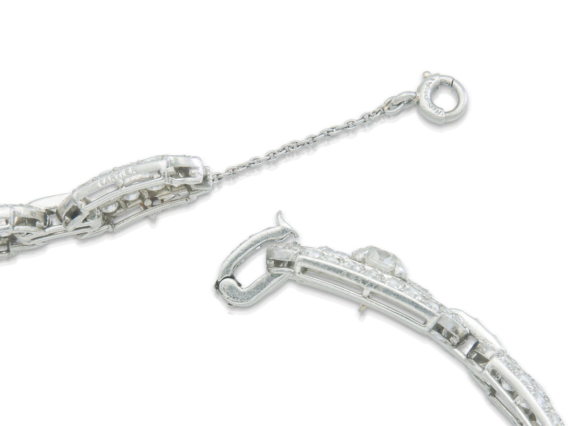Antique Art Deco 1920s Cartier 12.30 Carat Diamond Openwork Link Bracelet