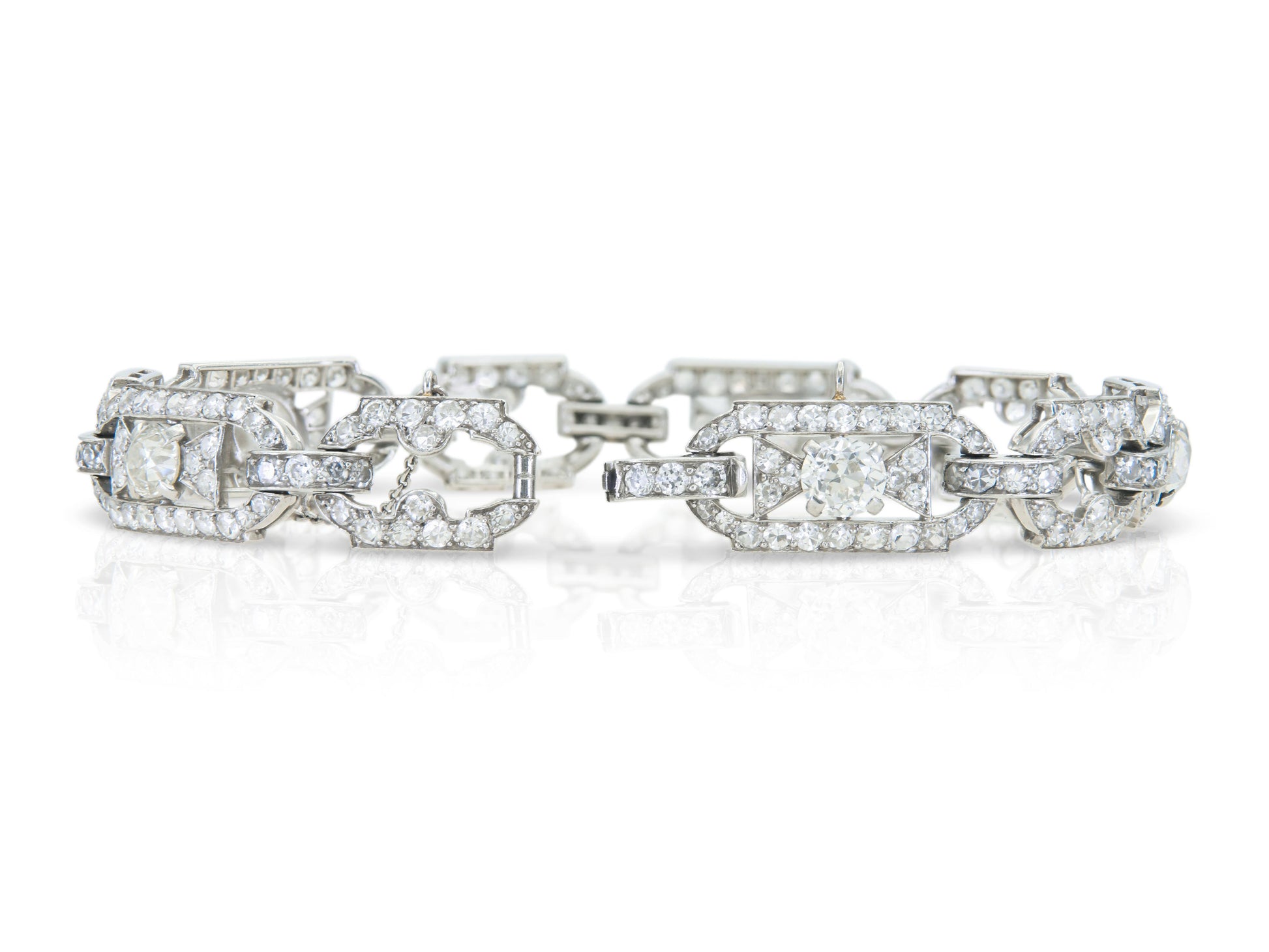 Antique Art Deco 1920s Cartier 12.30 Carat Diamond Openwork Link Bracelet