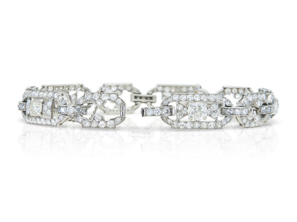 Antique Art Deco 1920s Cartier 12.30 Carat Diamond Openwork Link Bracelet