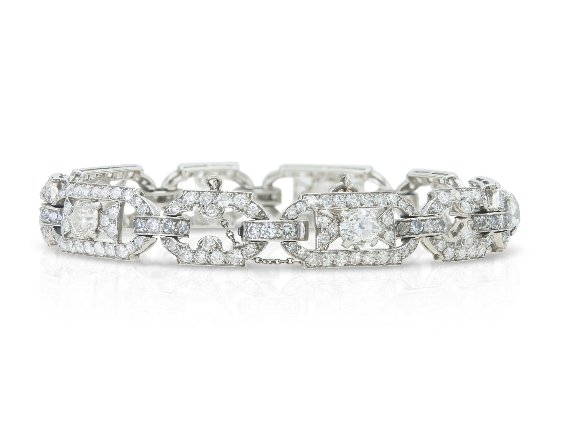 Antique Art Deco 1920s Cartier 12.30 Carat Diamond Openwork Link Bracelet